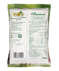 Mận sấy KLUTH Pflaumen Entsteint tách hạt, 200g