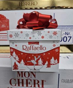 Socola dừa Raffaello Confetteria hộp vuông trắng nơ đỏ, 300g