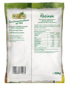 Nho vàng sấy KLUTH Rosinen Typ Sultana, 250g