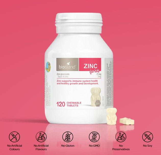 Viên uống Bio Island Zinc For Kids bổ sung kẽm cho trẻ em, 120 viên Viên uống Bio Island Zinc For Kids bổ sung kẽm cho trẻ em, 120 viên