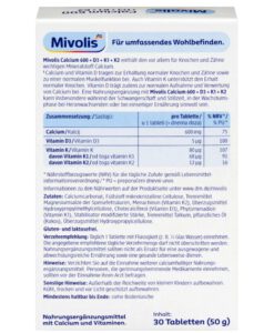 Viên uống Mivolis Calcium 600 + Vitamin D3 + K1 + K2, 30 viên
