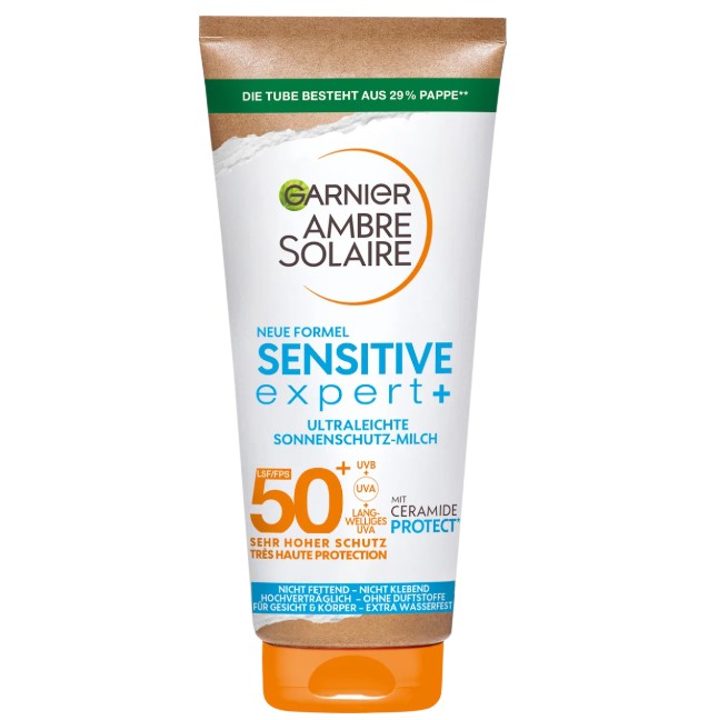 Kem chống nắng Garnier Ambre Solaire Sensitive Expert+ Sonnenmilch LFS 50+, 175ml Kem chống nắng Garnier Ambre Solaire Sensitive Expert+ Sonnenmilch LFS 50+, 175ml