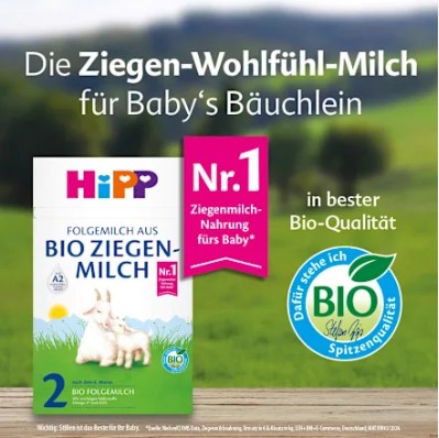 Sữa Hipp Bio Ziegenmilch Folgemilch số 2 cho bé từ 6-10 tháng tuổi, 400g Sữa Hipp Bio Ziegenmilch Folgemilch số 2 cho bé từ 6-10 tháng tuổi, 400g
