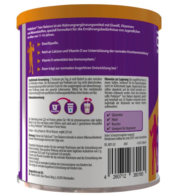 Sữa PediaSure Teen Balance Vanille vị vani cho thanh thiếu niên từ 11-16 tuổi, 400g Sữa PediaSure Teen Balance Vanille vị vani cho thanh thiếu niên từ 11-16 tuổi, 400g