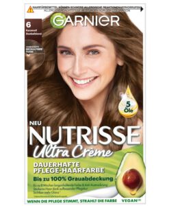Thuốc nhuộm tóc Garnier Nutrisse 6 Karamell Dunkelblond - màu vàng sẫm caramel, 1 hộp