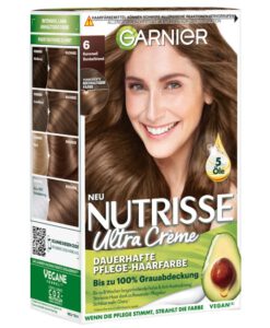 Thuốc nhuộm tóc Garnier Nutrisse 6 Karamell Dunkelblond - màu vàng sẫm caramel, 1 hộp