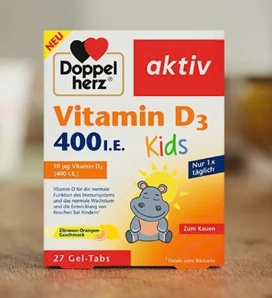 Viên nhai Doppelherz Vitamin D3 400 I.E. Kids cho trẻ em, 27 viên Viên nhai Doppelherz Vitamin D3 400 I.E. Kids cho trẻ em, 27 viên