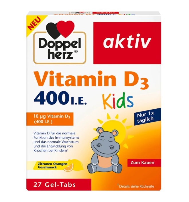 Viên nhai Doppelherz Vitamin D3 400 I.E. Kids cho trẻ em, 27 viên Viên nhai Doppelherz Vitamin D3 400 I.E. Kids cho trẻ em, 27 viên