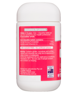 Viên nhai Nature's Way Kids Smart Iron + Vitamin C Chewable bổ sung sắt và vitamin C cho trẻ em, 50 viên