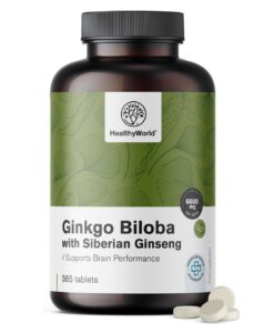 Viên uống bổ não Healthyworld Ginkgo Biloba with Siberian Ginseng 6600mg, 365 viên