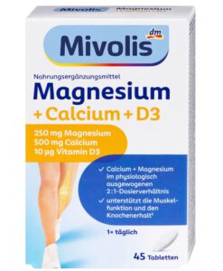 Viên uống Mivolis Magnesium + Calcium + D3, 45 viên