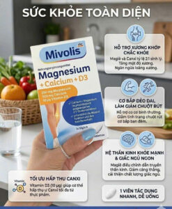 Viên uống Mivolis Magnesium + Calcium + D3, 45 viên