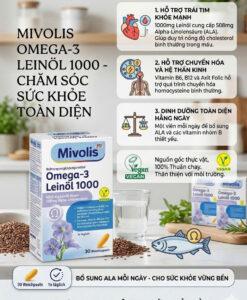 Viên uống Mivolis Omega-3 Leinöl 1000 chiết xuất dầu hạt lanh, 30 viên