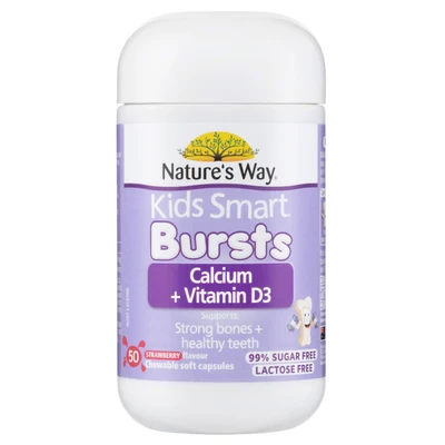 Viên uống Nature's Way Kids Smart Bursts Calcium + Vitamin D3 cho trẻ từ 6 tháng tuổi, 50 viên Viên uống Nature's Way Kids Smart Bursts Calcium + Vitamin D3 cho trẻ từ 6 tháng tuổi, 50 viên