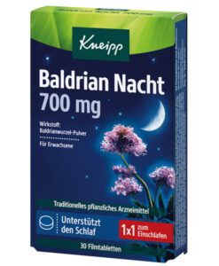 Viên uống ngủ ngon Kneipp Baldrian Nacht 700mg chiết xuất cây nữ lang, 30 viên