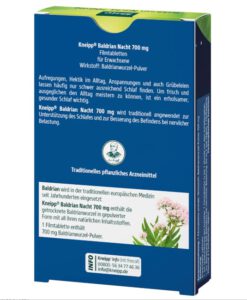 Viên uống ngủ ngon Kneipp Baldrian Nacht 700mg chiết xuất cây nữ lang, 30 viên