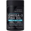 Viên uống Sports Research Omega-3 Fish Oil Triple Strength 1250mg hỗ trợ tim mạch, não bộ và thị lực, 150 viên