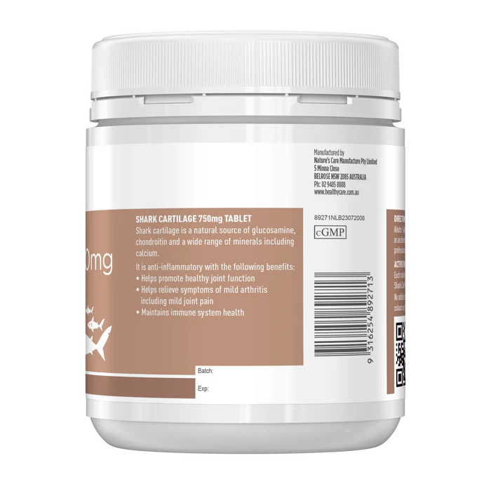 Viên uống sụn cá mập Healthy Care Shark Cartilage 750mg, 200 viên Viên uống sụn cá mập Healthy Care Shark Cartilage 750mg, 200 viên