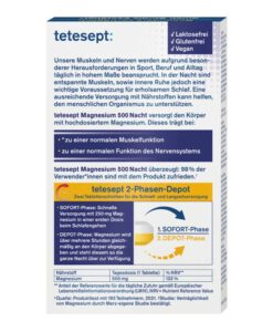 Viên uống tetesept Magnesium 500 Nacht bổ sung magie ban đêm, 30 viên