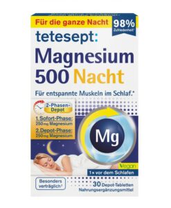 Viên uống tetesept Magnesium 500 Nacht bổ sung magie ban đêm, 30 viên