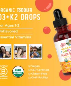 Vitamin D3 K2 hữu cơ Maryruth's Organic Toddler Vitamin D3 + K2 Liquid Drops cho trẻ từ 1-3 tuổi, 30ml