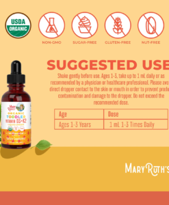 Vitamin D3 K2 hữu cơ Maryruth's Organic Toddler Vitamin D3 + K2 Liquid Drops cho trẻ từ 1-3 tuổi, 30ml