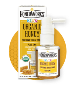 Xịt họng mật ong hữu cơ Honeyworks Kids Organic Honey làm dịu họng cho trẻ em, 30ml
