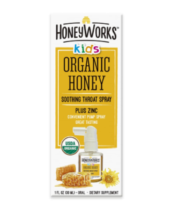 Xịt họng mật ong hữu cơ Honeyworks Kids Organic Honey làm dịu họng cho trẻ em, 30ml