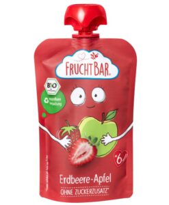 Hoa quả nghiền hữu cơ Fruchtbar Bio Fruchtpüree Erdbeere Apfel - dâu tây và táo, 100g