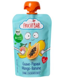 Hoa quả nghiền hữu cơ Fruchtbar Bio Fruchtpüree Guave Papaya Mango Banane - ổi đu đủ xoài chuối, 100g