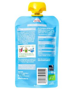 Hoa quả nghiền hữu cơ Fruchtbar Bio Fruchtpüree Heidelbeere, Banane & Reis - việt quất chuối và gạo, 100g