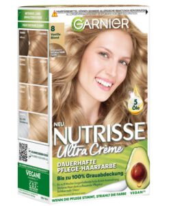 Thuốc nhuộm tóc Garnier Nutrisse 8 Vanilla Blond - màu vàng vanilla, 1 hộp