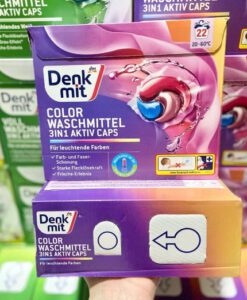 Viên giặt xả Denkmit Colorwaschmittel 3in1 Aktiv Caps cho quần áo màu, 22 viên