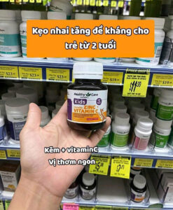 Viên nhai Healthy Care Kids Chewable Zinc + Vitamin C tăng đề kháng cho trẻ em, 60 viên