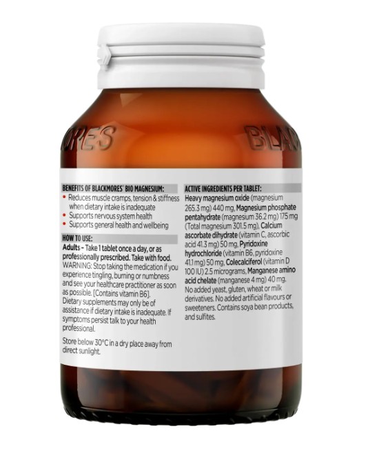 Viên uống Blackmore Bio Magnesium bổ sung magie, 100 viên Viên uống Blackmore Bio Magnesium bổ sung magie, 100 viên