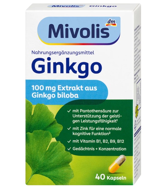 Viên uống bổ não Mivolis Ginkgo, 40 viên