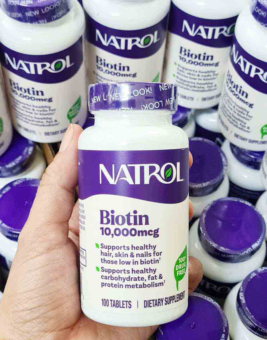 Viên uống Natrol Biotin 10.000 mcg đẹp da, tóc, móng, hỗ trợ mọc tóc, 100 viên Viên uống Natrol Biotin 10.000 mcg đẹp da, tóc, móng, hỗ trợ mọc tóc, 100 viên