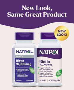 Viên uống Natrol Biotin 10.000 mcg đẹp da, tóc, móng, hỗ trợ mọc tóc, 100 viên