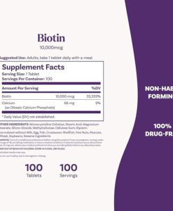 Viên uống Natrol Biotin 10.000 mcg đẹp da, tóc, móng, hỗ trợ mọc tóc, 100 viên