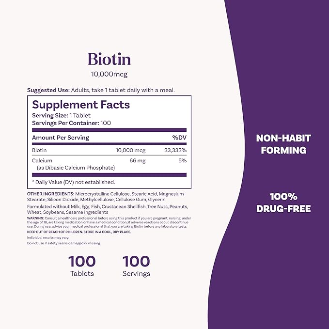 Viên uống Natrol Biotin 10.000 mcg đẹp da, tóc, móng, hỗ trợ mọc tóc, 100 viên Viên uống Natrol Biotin 10.000 mcg đẹp da, tóc, móng, hỗ trợ mọc tóc, 100 viên