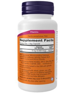 Viên uống NOW Biotin 5000 mcg đẹp da, tóc, móng, hỗ trợ mọc tóc, 60 viên