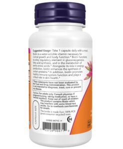 Viên uống NOW Biotin 5000 mcg đẹp da, tóc, móng, hỗ trợ mọc tóc, 60 viên