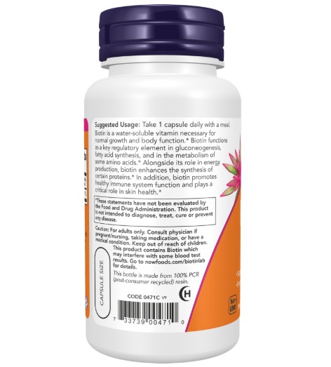 Viên uống NOW Biotin 5000 mcg đẹp da, tóc, móng, hỗ trợ mọc tóc, 60 viên Viên uống NOW Biotin 5000 mcg đẹp da, tóc, móng, hỗ trợ mọc tóc, 60 viên