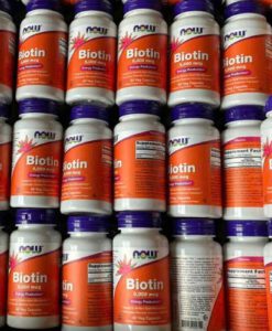 Viên uống NOW Biotin 5000 mcg đẹp da, tóc, móng, hỗ trợ mọc tóc, 60 viên