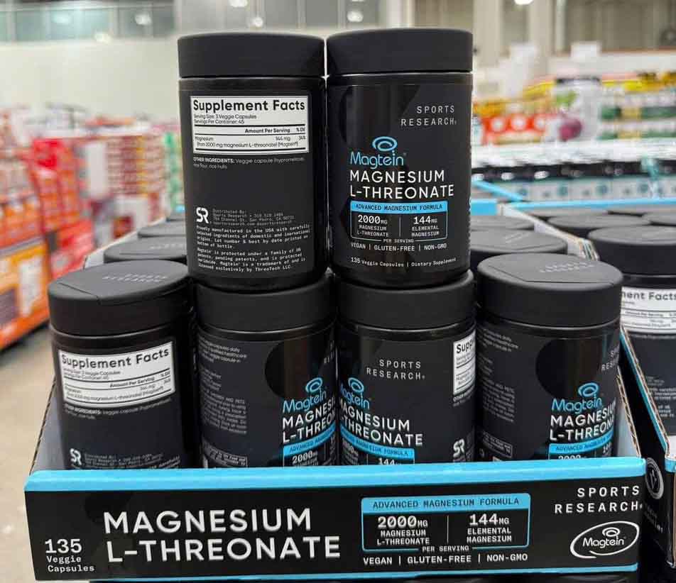 Viên uống Sports Research Magtein Magnesium L-Threonate 2000 mg bổ sung magie, 135 viên Viên uống Sports Research Magtein Magnesium L-Threonate 2000 mg bổ sung magie, 135 viên