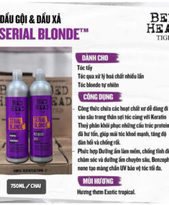Cặp dầu gội xả TIGI BED HEAD Serial Blonde phục hồi tóc tẩy, nhuộm (TIGI tím - Đức), 2x750ml