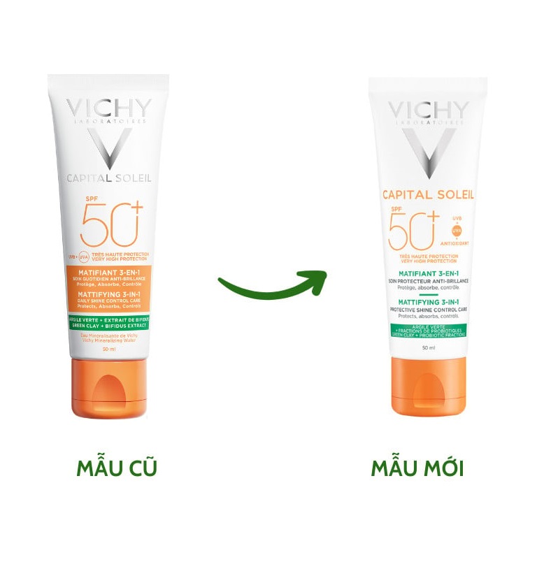 Kem chống nắng Vichy Capital Soleil Mattifying 3in1 SPF50+ cho da dầu, 50ml Kem chống nắng Vichy Capital Soleil Mattifying 3in1 SPF50+ cho da dầu, 50ml