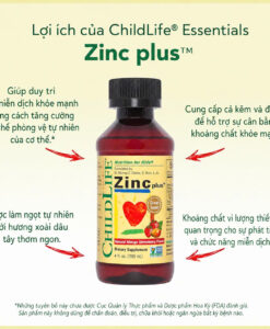 Kẽm dạng nước Childlife Liquid Zinc Plus tăng đề kháng cho trẻ từ 6 tháng tuổi, 118ml