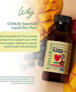 Kẽm dạng nước Childlife Liquid Zinc Plus tăng đề kháng cho trẻ từ 6 tháng tuổi, 118ml