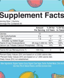 Kẹo dẻo Maryruth's K2 + D3 Calcium Gummies bổ sung canxi D3 K2 cho trẻ từ 2 tuổi, 60 viên